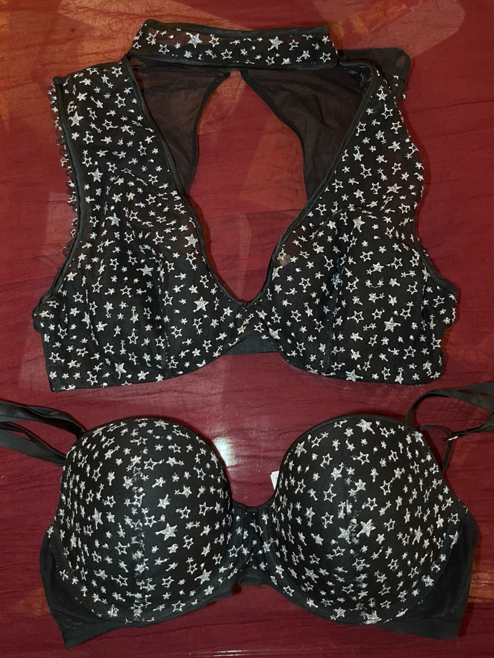 Victoria’s Secret Celestial Black Star-Print Bra & Bralette Set